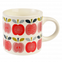 Ceramic mug in white with vintage style print of apples