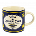 Ceramic mug in white with retro style Parisian cafe branding