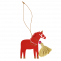 Red Wooden Horse Christmas Decoration