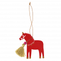 Red Wooden Horse Christmas Decoration