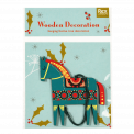 Green Wooden Horse Christmas Decoration