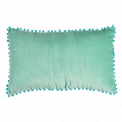 Aqua Velvet Pom Pom Cushion