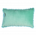 Aqua Velvet Pom Pom Cushion