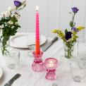 Double Ended Pink Glass Candle Holder