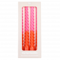 Dip Dye Spiral Candles Pink And Orange (set Of 4)