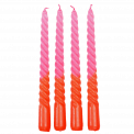 Dip Dye Spiral Candles Pink And Orange (set Of 4)