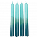 Dip Dye Candles Light Blue, Aquamarine And Dark Blue (set Of 4)
