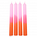Dip Dye Candles Light Pink, Pink And Orange (set Of 4)