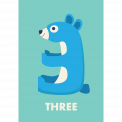 Bear 'three' Birthday Card