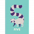 Racoon 'five' Birthday Card