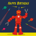 Sci-Fi Robot Birthday Card