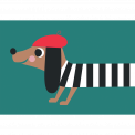 Dog In Beret Greeting Card