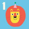 Lion 'one' Birthday Card