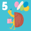Tortoise 'five' Birthday Card