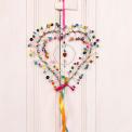 Multi beaded heart decoration 17x17cm