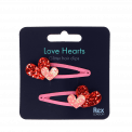 Love Hearts Glitter Hair Clips (set Of 2)