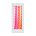 Twisted candles (pack of 4) - Bright pink and orange