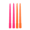 Twisted candles (pack of 4) - Bright pink and orange