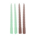 Twisted candles (pack of 4) - Mint green and taupe