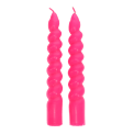 Twisted candles (pack of 2) - Bright pink