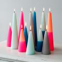 Tall two-colour cone candle - Dark blue-mint green