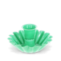 Enamel cupped flower candle holder - Green