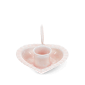 Enamel heart-shaped candle holder - Pink