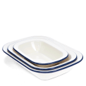 Enamel pie dishes (set of 3) - Blue