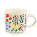 Ceramic mug in white with print of wild flowers