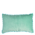 Aqua Velvet Pom Pom Cushion