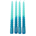 Dip Dye Spiral Candles Teal And Blue (set Of 4)