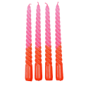 Dip Dye Spiral Candles Pink And Orange (set Of 4)