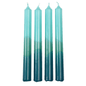 Dip Dye Candles Light Blue, Aquamarine And Dark Blue (set Of 4)