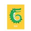 Crocodile 'six' Birthday Card