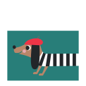 Dog In Beret Greeting Card