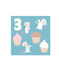 Mouse 'three' Birthday Card