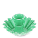 Enamel cupped flower candle holder - Green