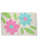 Tufted cotton bath mat - Green and pink flowers