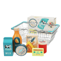Wooden shopping playset with basket