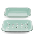 Two-part enamel soap dish - Green