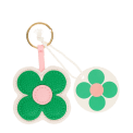Faux leather keyring - Green daisy