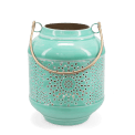 Enamel tealight lantern - aqua