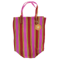 Recycled woven shopping bag - Yellow, pink, red