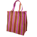 Recycled woven shopping bag - Yellow, pink, red