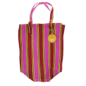 Recycled woven shopping bag - Yellow, pink, red