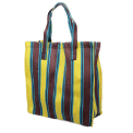 Recycled woven shopping bag - Brown, yellow, teal