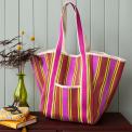 Recycled woven tote bag with canvas handles - Yellow, pink, red