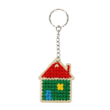 Stitch your own wooden keyring - House