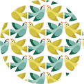 yellow and green birds pattern