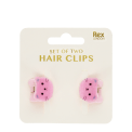 Mini hair claw clips (set of 2) - Pink cats